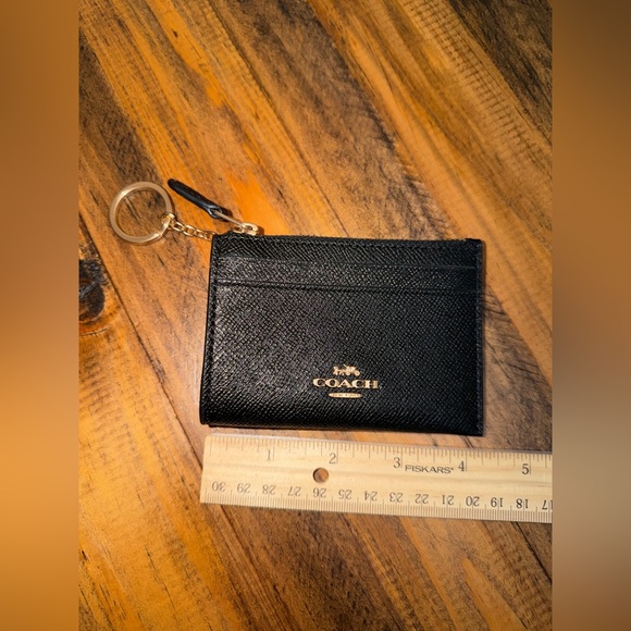 Coach Black Leather ID Holder with Keychain - Picture 4 of 5